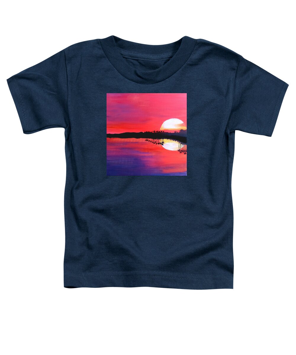 Sunset Toddler T-Shirt featuring the painting Sunset #1 by Faashie Sha