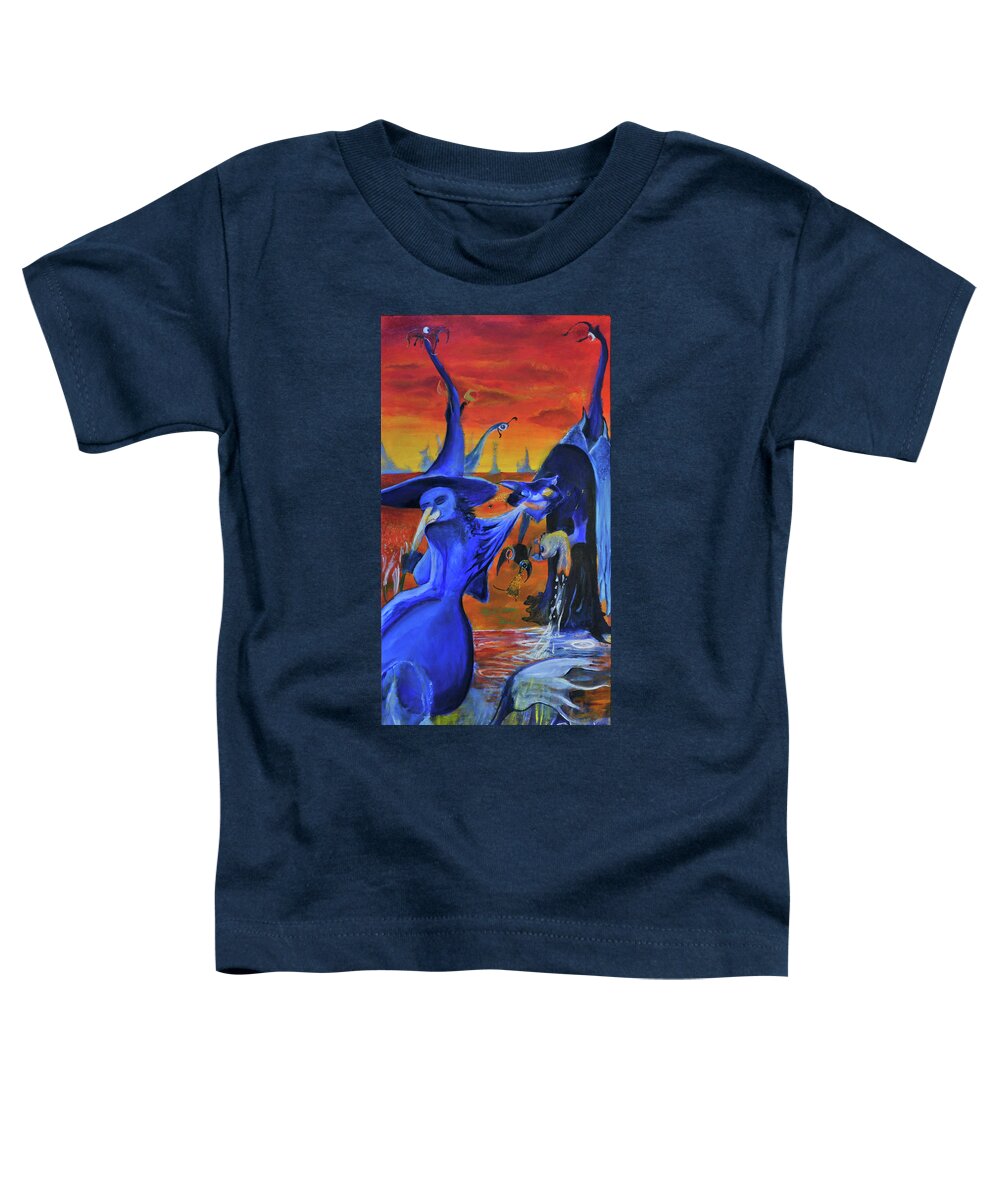 Ennis Toddler T-Shirt featuring the painting The Cat And The Witch #1 by Christophe Ennis