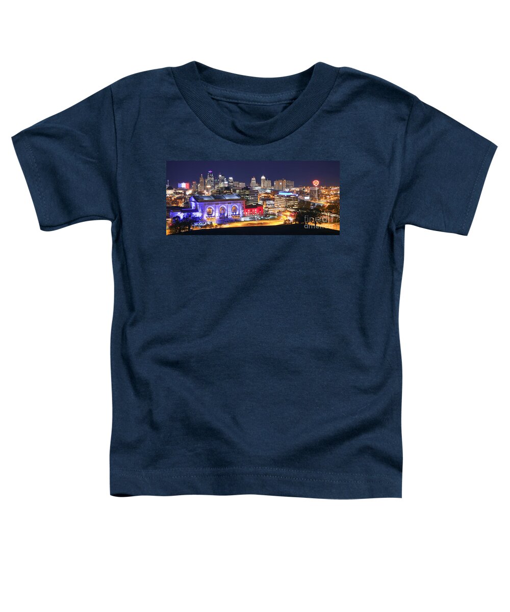 Kansas Toddler T-Shirt featuring the photograph 1123 Kansas City Skyline Panorama by Steve Sturgill
