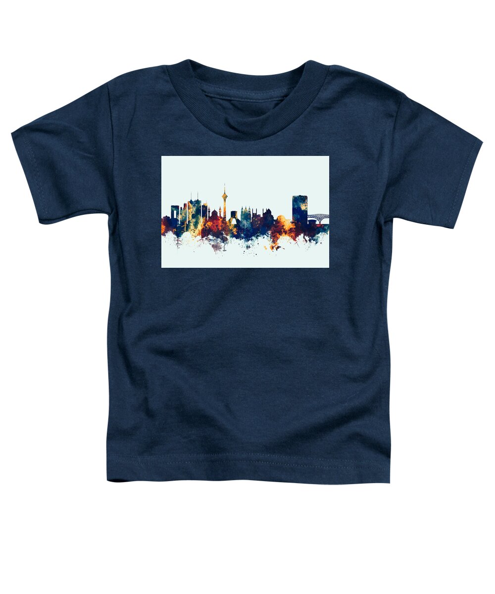 Tehran Toddler T-Shirt featuring the digital art Tehran Iran Skyline #4 by Michael Tompsett