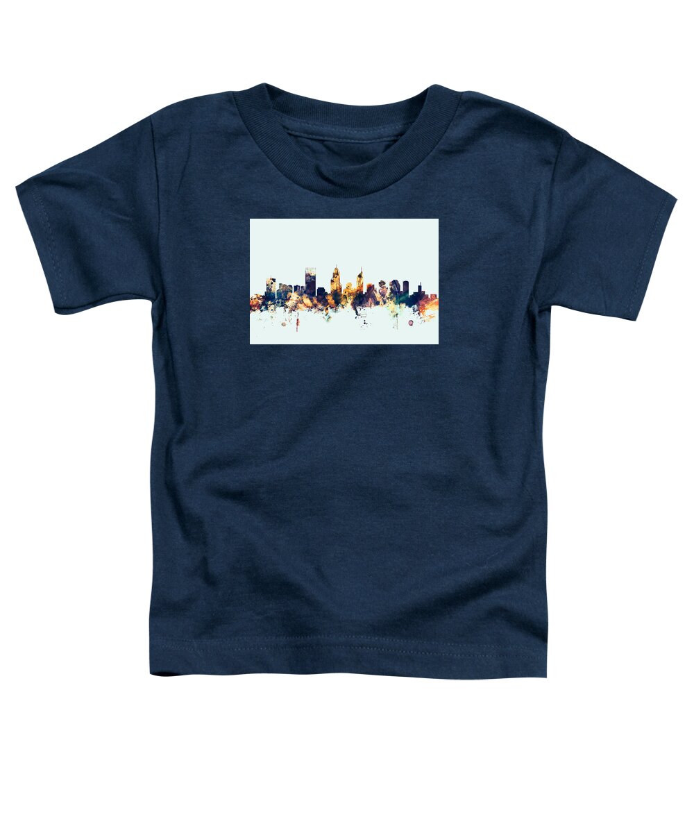 Perth Toddler T-Shirt featuring the digital art Perth Australia Skyline #5 by Michael Tompsett