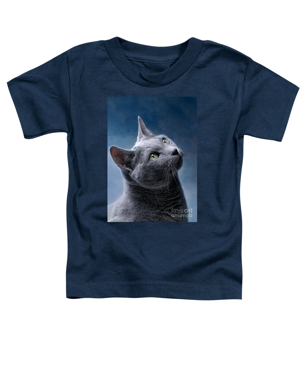Russian Toddler T-Shirt featuring the photograph Russian Blue Cat #7 by Nailia Schwarz