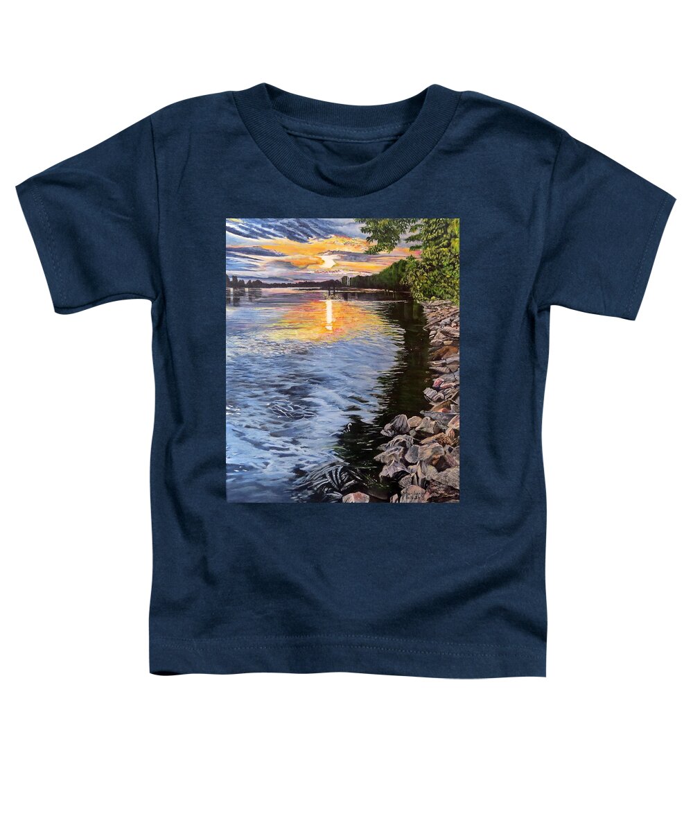 Ripples Toddler T-Shirt featuring the painting A Fraser River Sunset by Marilyn McNish