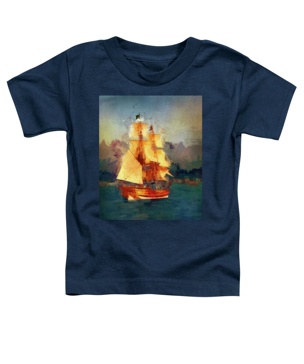 Photography Toddler T-Shirt featuring the digital art A Tall Ship by Terry Davis