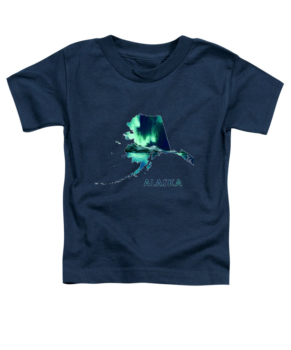 Alasks Toddler T-Shirt featuring the digital art Alaska - Northern Lights - Aurora Hunters by Anastasiya Malakhova