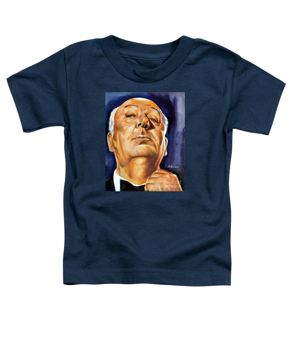 Alfred Hitchcock Toddler T-Shirt featuring the painting Alfred Hitchcock by Star Portraits Art