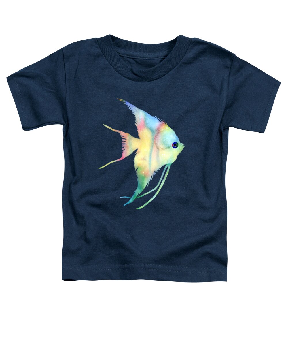 Fish Toddler T-Shirt featuring the painting Angelfish I - Solid Background by Hailey E Herrera