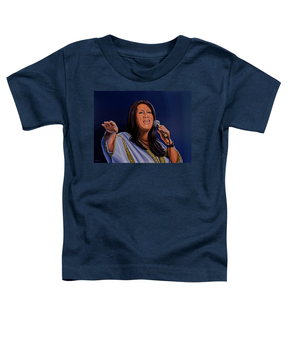 Aretha Franklin Toddler T-Shirt featuring the painting Aretha Franklin Painting by Paul Meijering