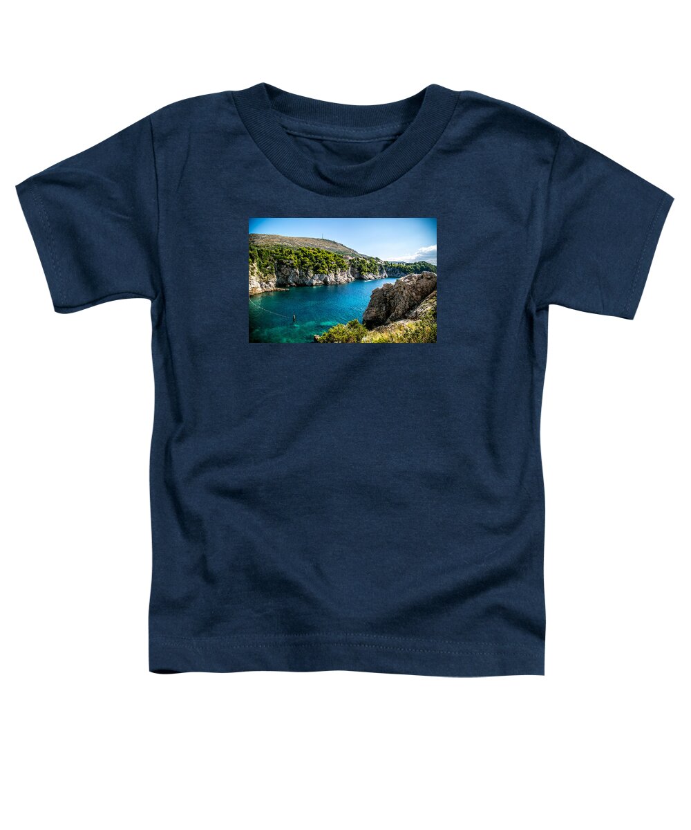 Beach Toddler T-Shirt featuring the photograph Beach in Dubrovnik by Lev Kaytsner
