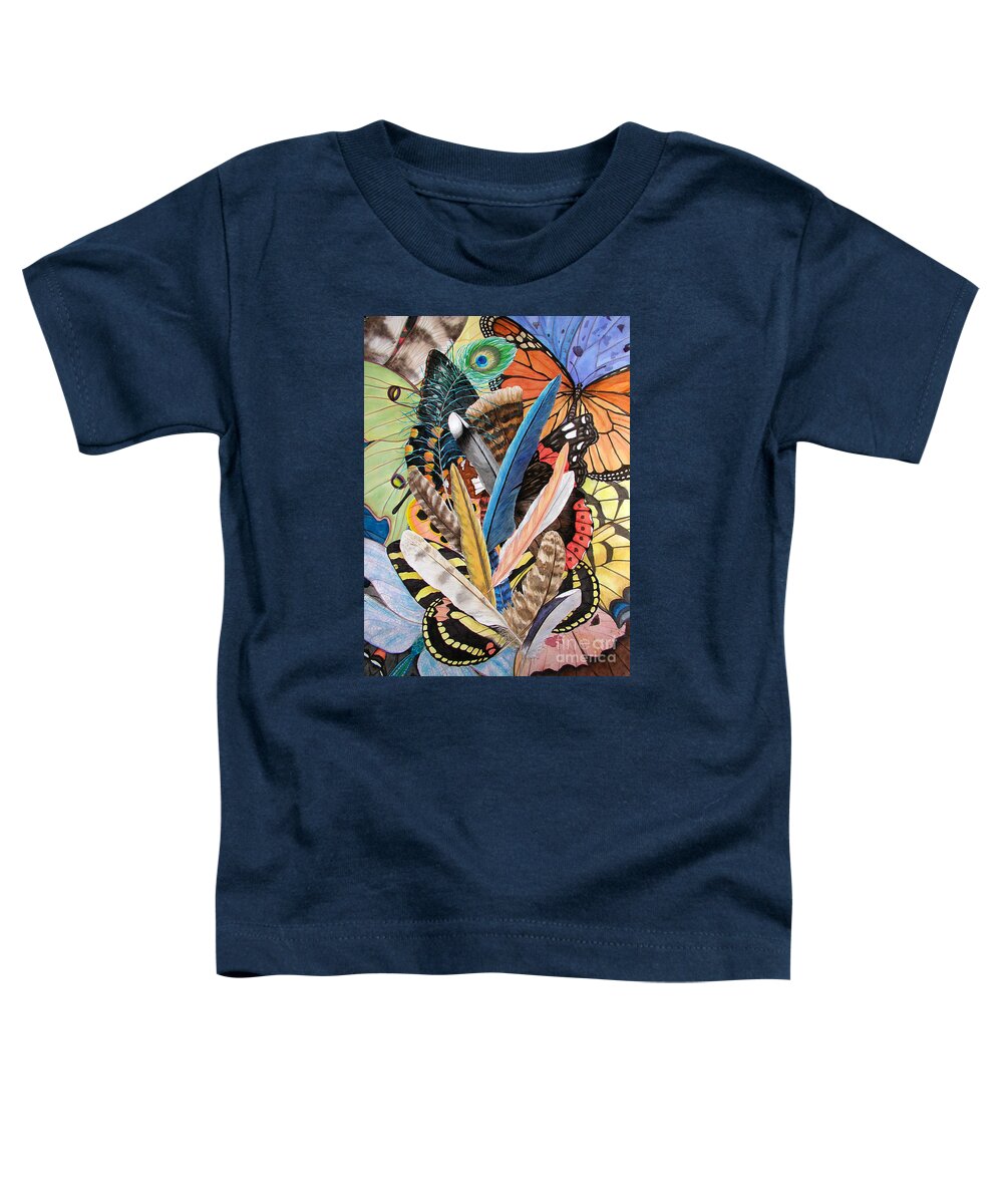 Feathers Toddler T-Shirt featuring the painting Bits of Flight by Lucy Arnold