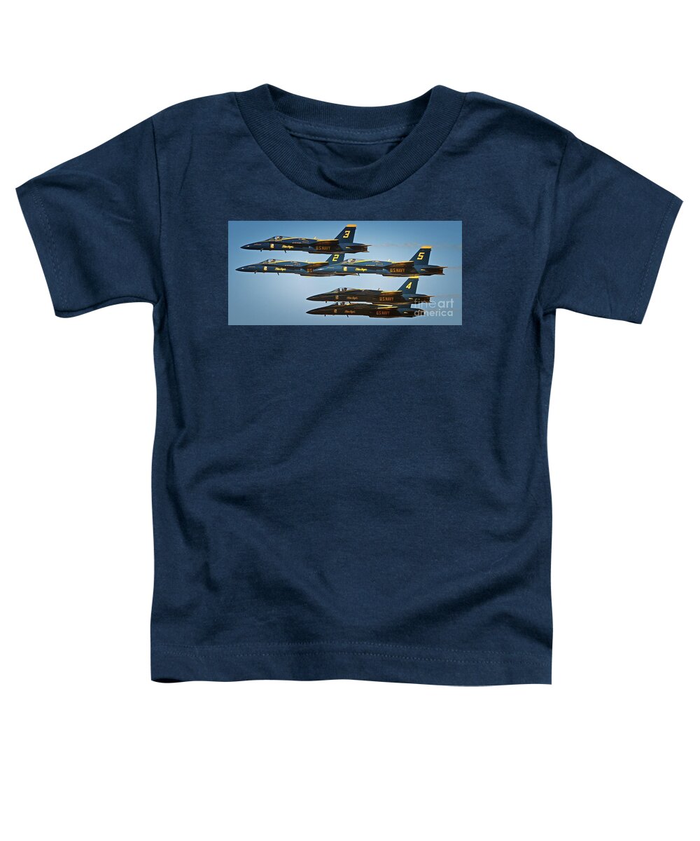 Blue Angels Photographs Toddler T-Shirt featuring the photograph Blue Angels 5 Flight by Gus McCrea