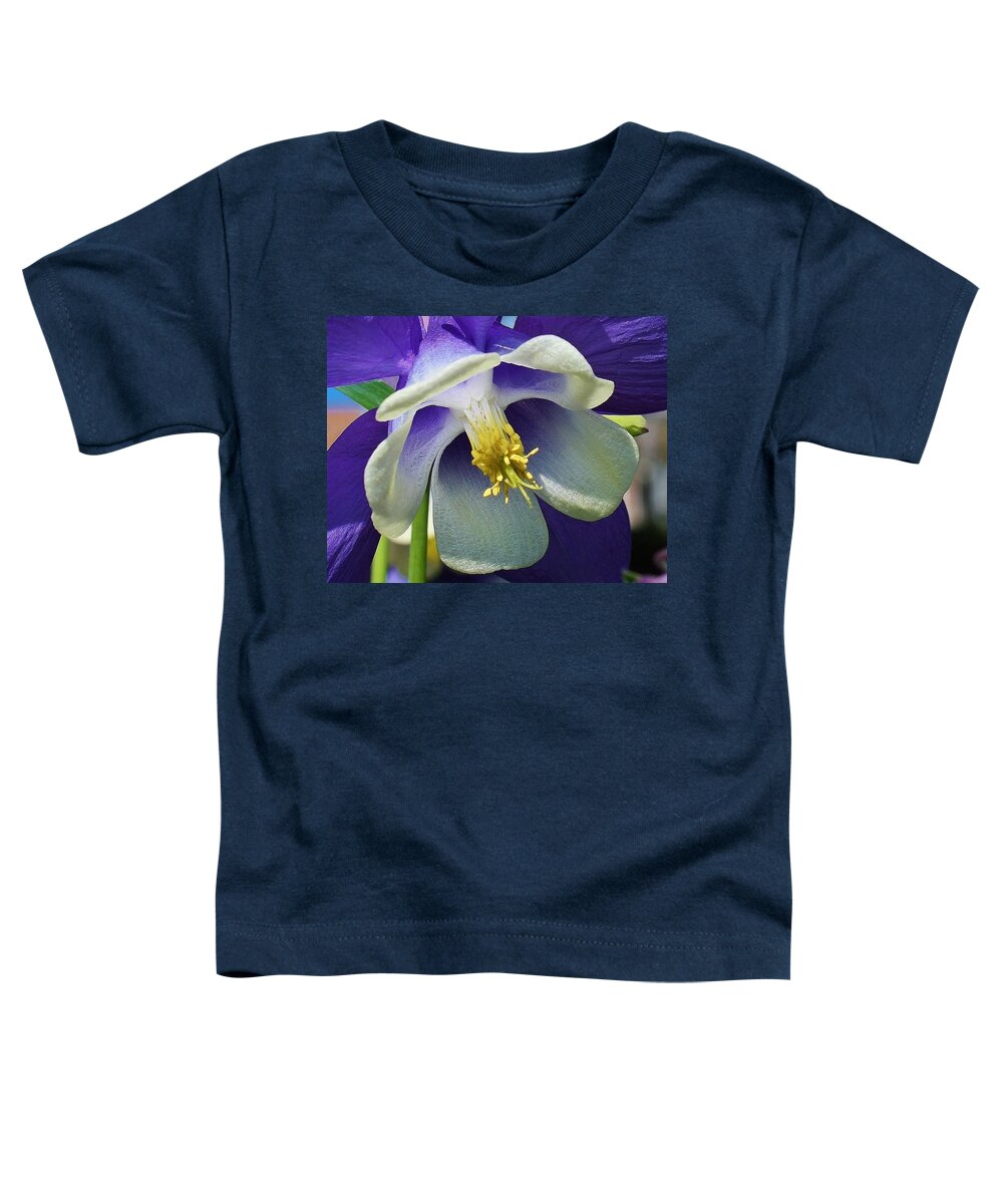 Flora Toddler T-Shirt featuring the photograph Blue Columbine Up Close 1 by Bruce Bley