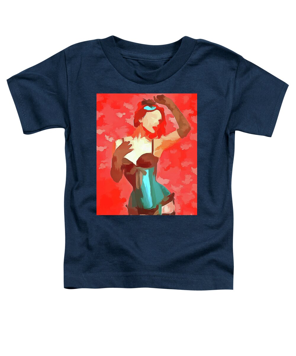 Lady Toddler T-Shirt featuring the digital art Burlesque Red by Humphrey Isselt