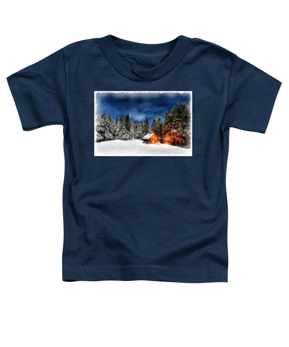 Cabin Toddler T-Shirt featuring the digital art Cabin in the Woods by Edward Fielding