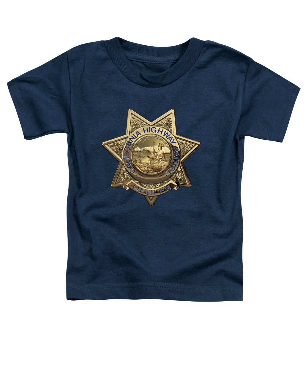 'law Enforcement Insignia & Heraldry' Collection By Serge Averbukh Toddler T-Shirt featuring the digital art California Highway Patrol - C H P Police Officer Badge over Blue Velvet by Serge Averbukh