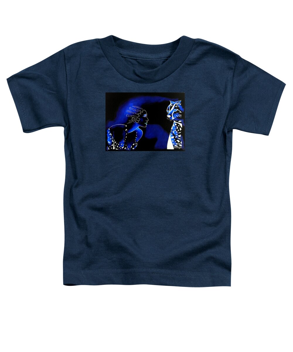 Josephine Baker Toddler T-Shirt featuring the painting Cat Eyes at Midnight by Jayne Somogy