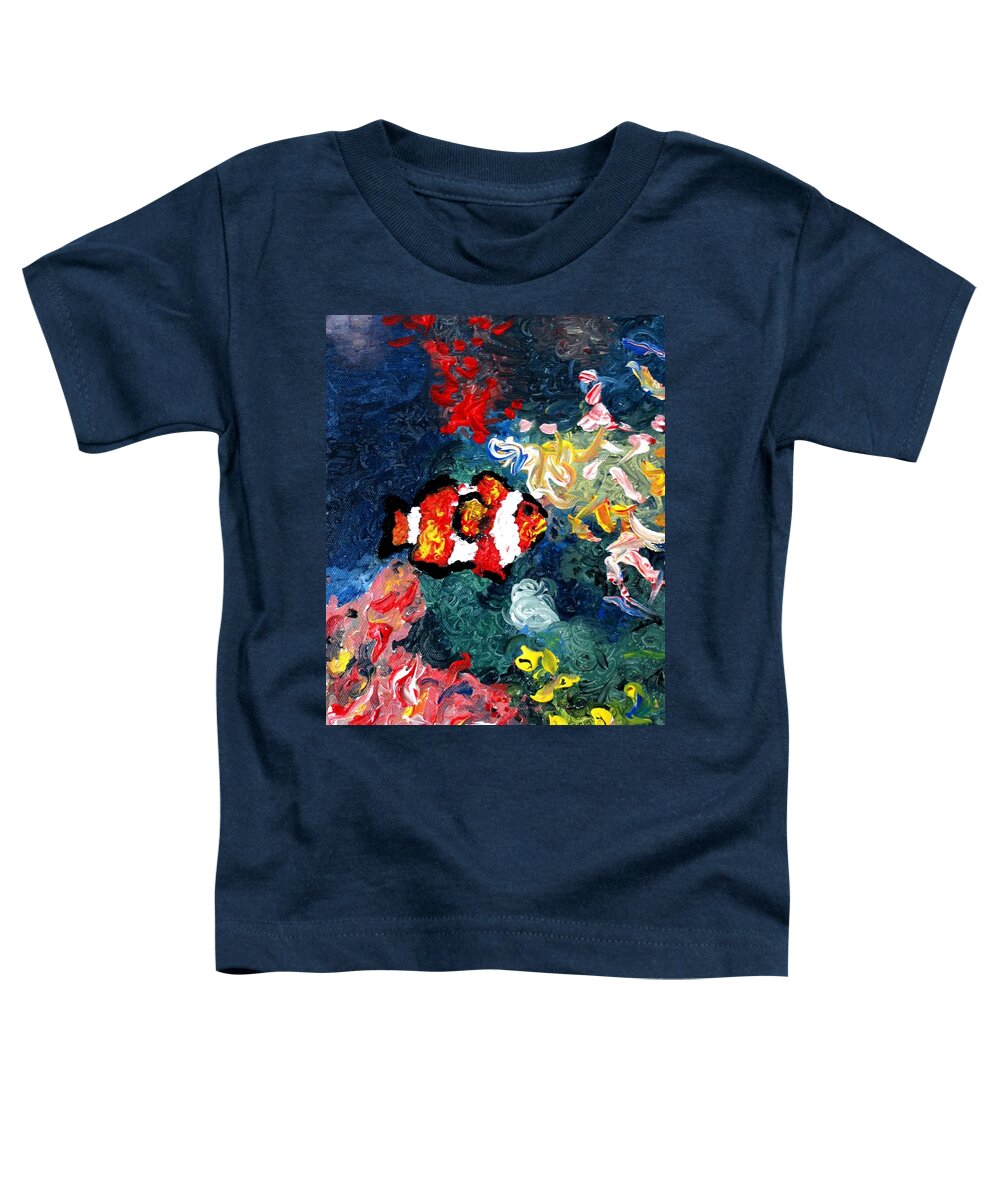 Fish Toddler T-Shirt featuring the painting Clownfish by Luiza Vizoli