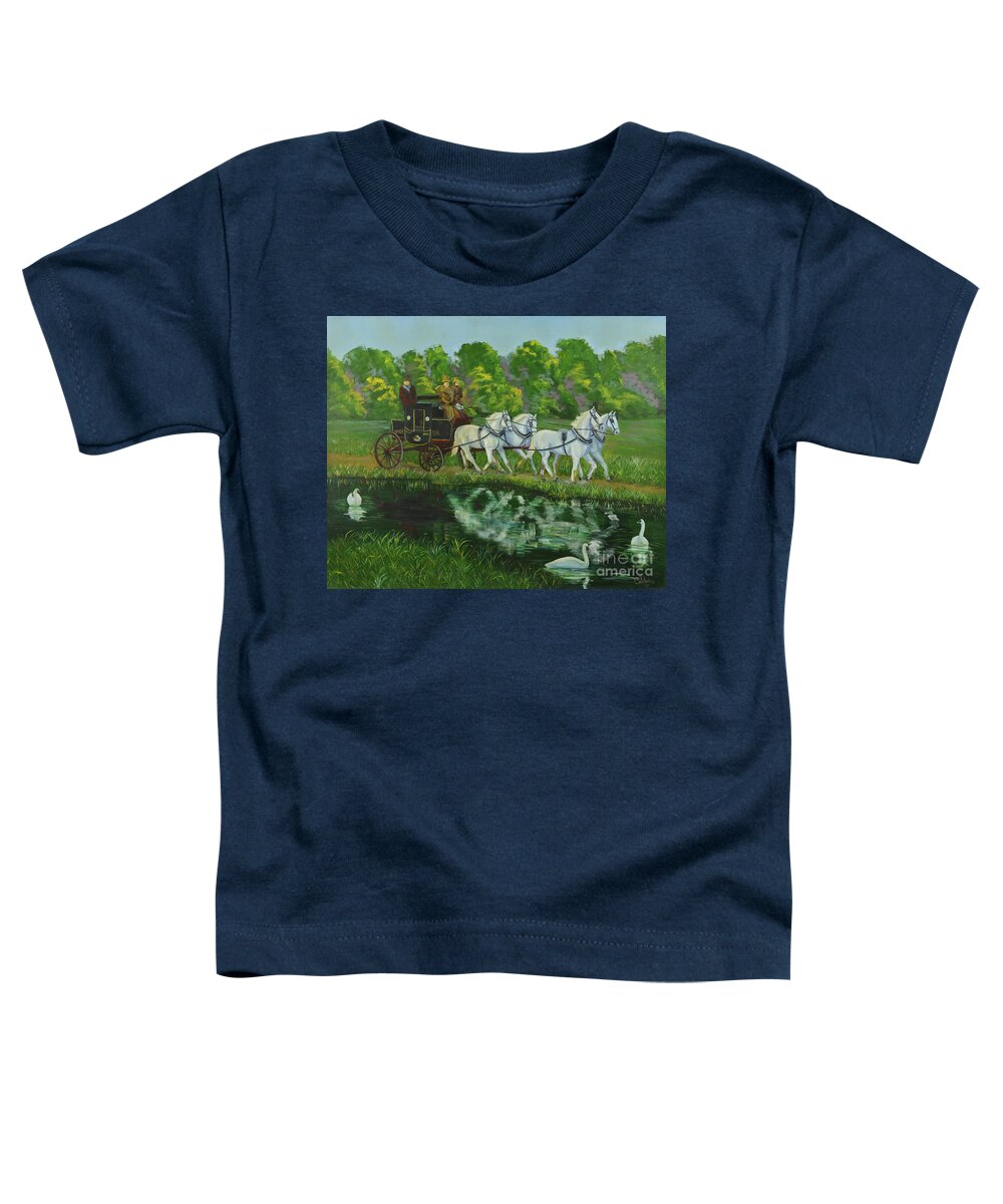 Mail Coach Toddler T-Shirt featuring the painting Coach And Four In Hand by Charlotte Blanchard