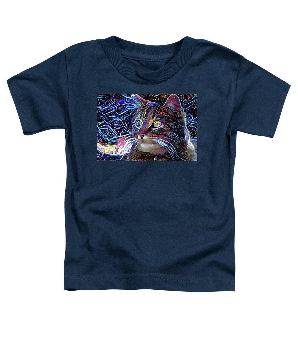 Cat Toddler T-Shirt featuring the digital art Cosmic at Night by Peggy Collins