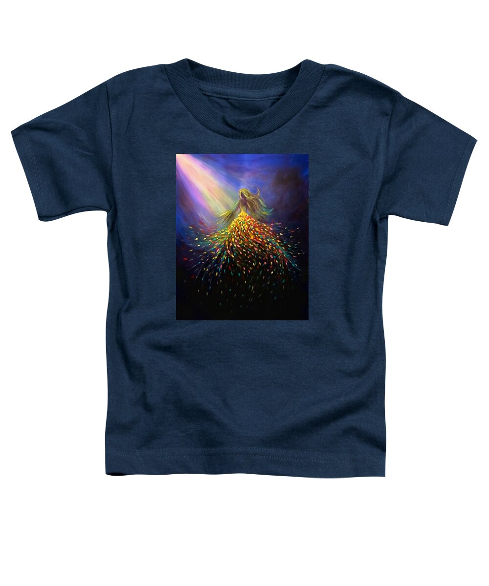 Original Toddler T-Shirt featuring the painting Dancing in the spotlight by Lilia S