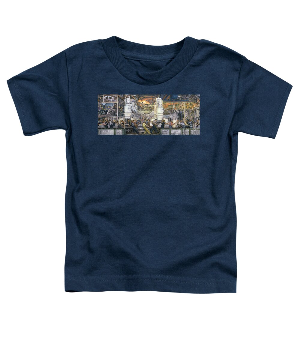 Machinery; Factory; Production Line; Labour; Worker; Male; Industrial Age; Technology; Automobile; Interior; Manufacturing; Work; Detroit Industry Toddler T-Shirt featuring the painting Detroit Industry  North Wall by Diego Rivera