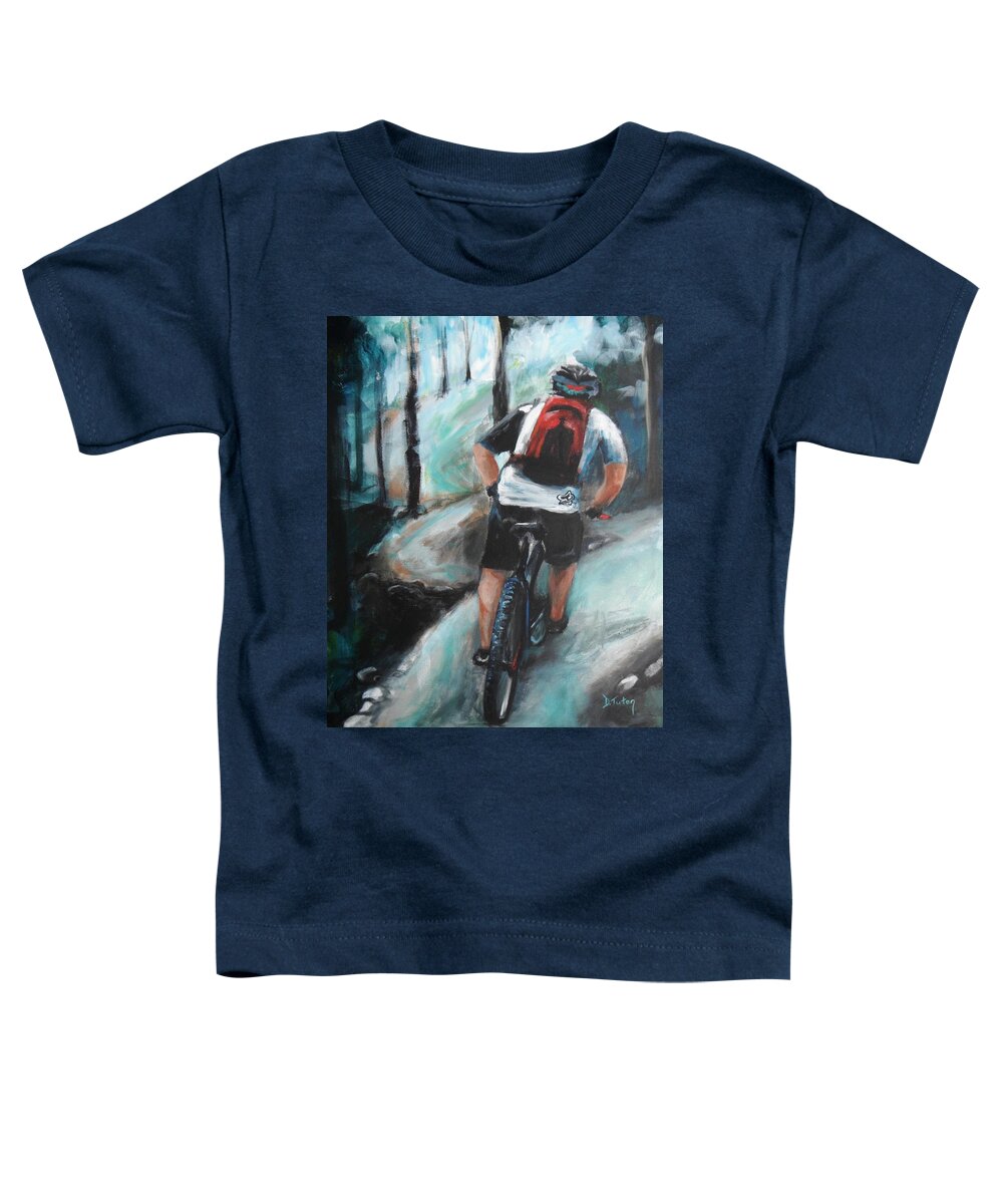 Bicycle Toddler T-Shirt featuring the painting Dodging Trees by Donna Tuten