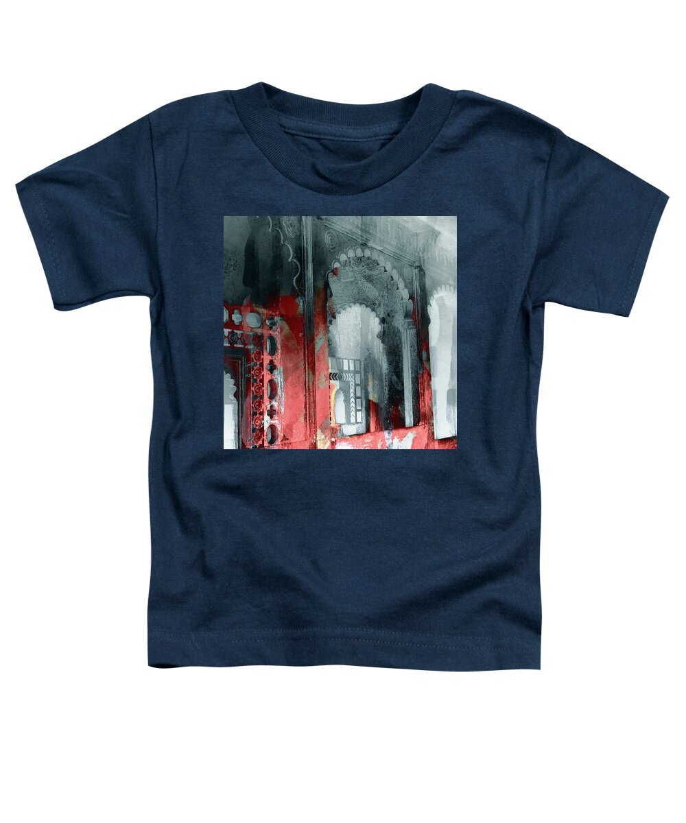 Red Toddler T-Shirt featuring the photograph Dreamy Exotic Travel Red Black Abstract Square Arches Rajasthan India 1e by Sue Jacobi