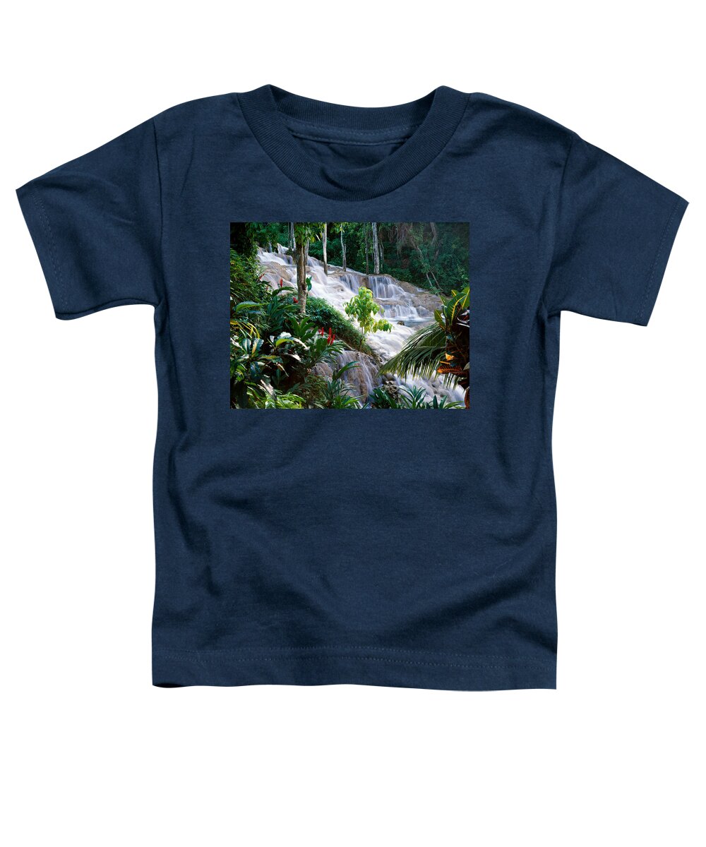 Jamaica Toddler T-Shirt featuring the photograph Dunn's River Falls Jamaica by Cliff Wassmann