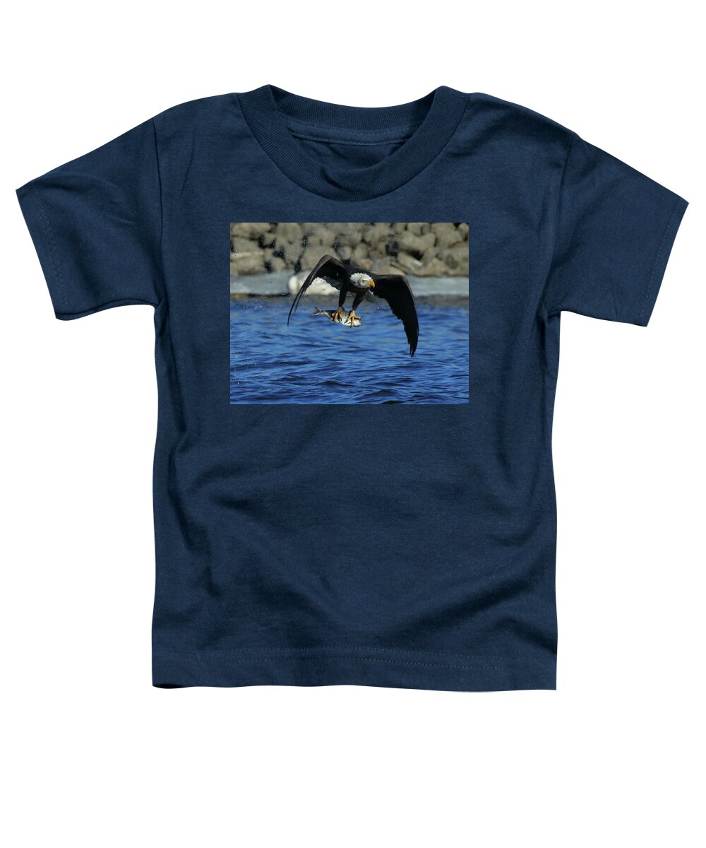 Eagle Toddler T-Shirt featuring the photograph Eagle with Fish Flying by Coby Cooper