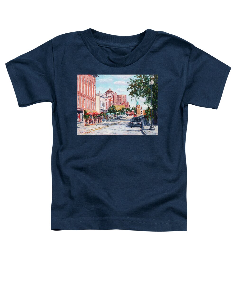 Cityscape Toddler T-Shirt featuring the painting East State Street by Ingrid Dohm