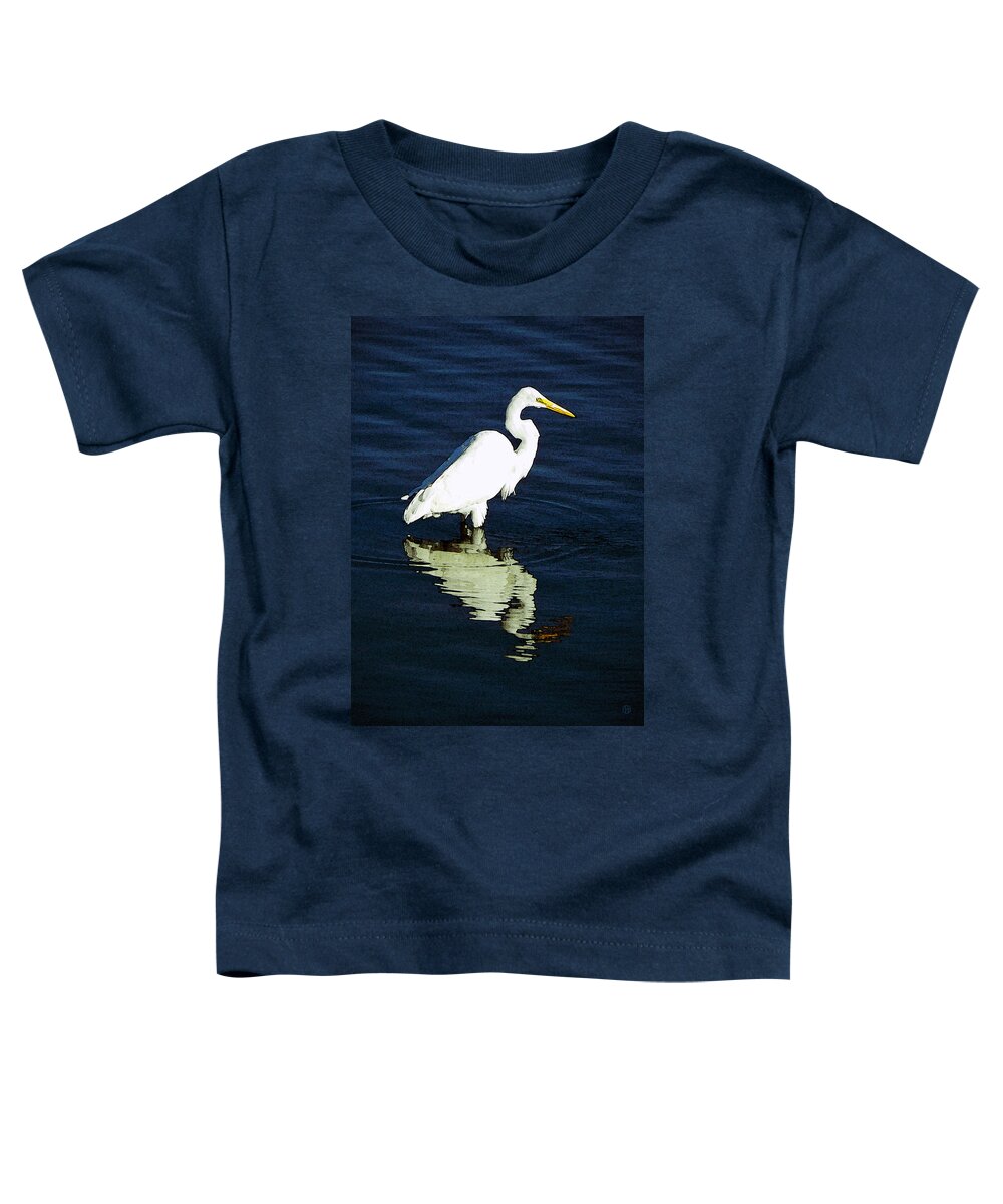 Egret Toddler T-Shirt featuring the digital art Egret Meditation by Gary Olsen-Hasek