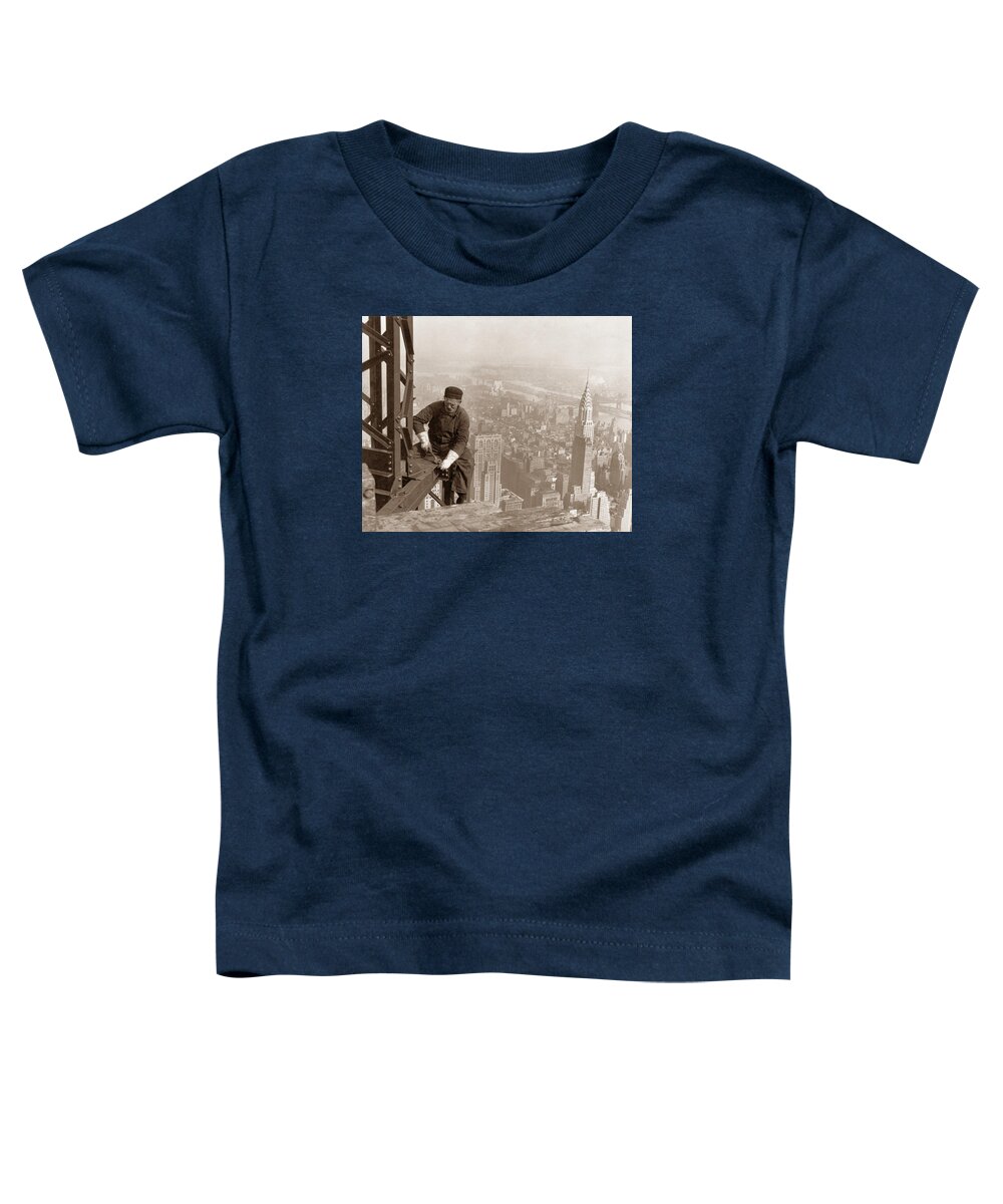 Empire State Building Toddler T-Shirt featuring the photograph Empire State Building Construction by War Is Hell Store