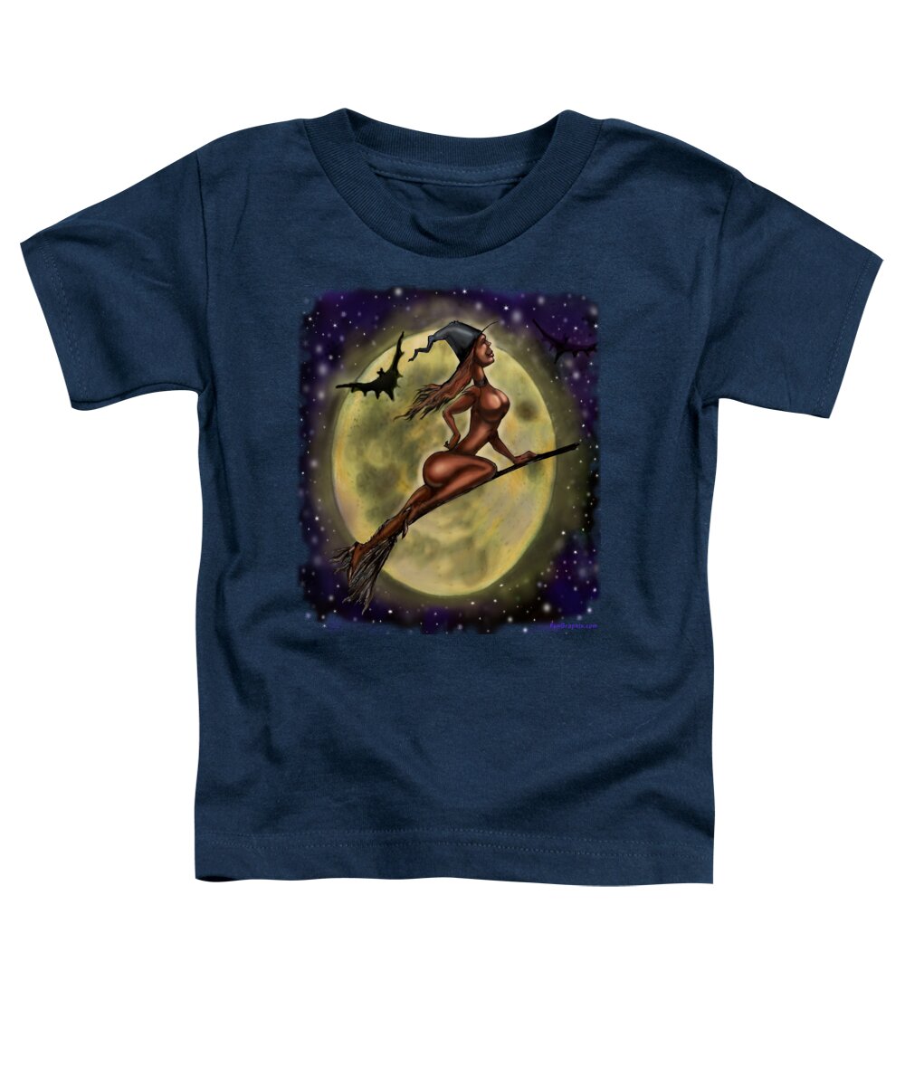 Halloween Toddler T-Shirt featuring the digital art Enchanting Halloween Witch by Kevin Middleton