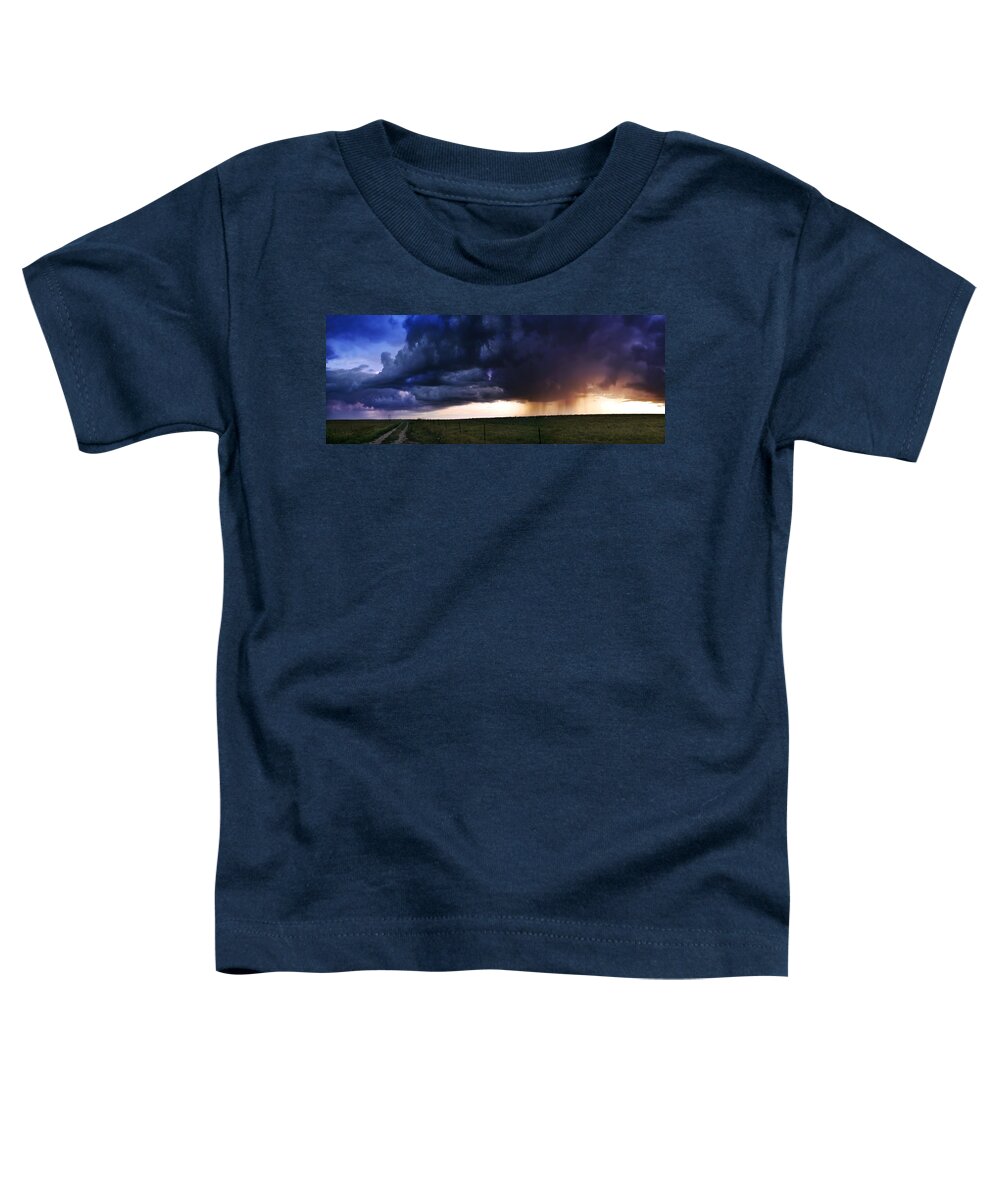 Storm Toddler T-Shirt featuring the photograph Flint Hills Storm Panorama by Eric Benjamin