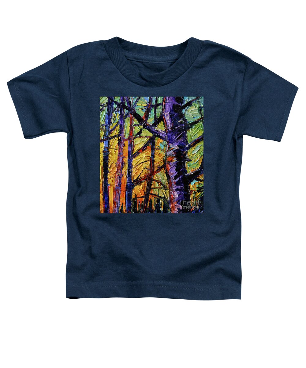 Layer Toddler T-Shirt featuring the painting Forest layers 2 - modern impressionist palette knives oil painting by Mona Edulesco