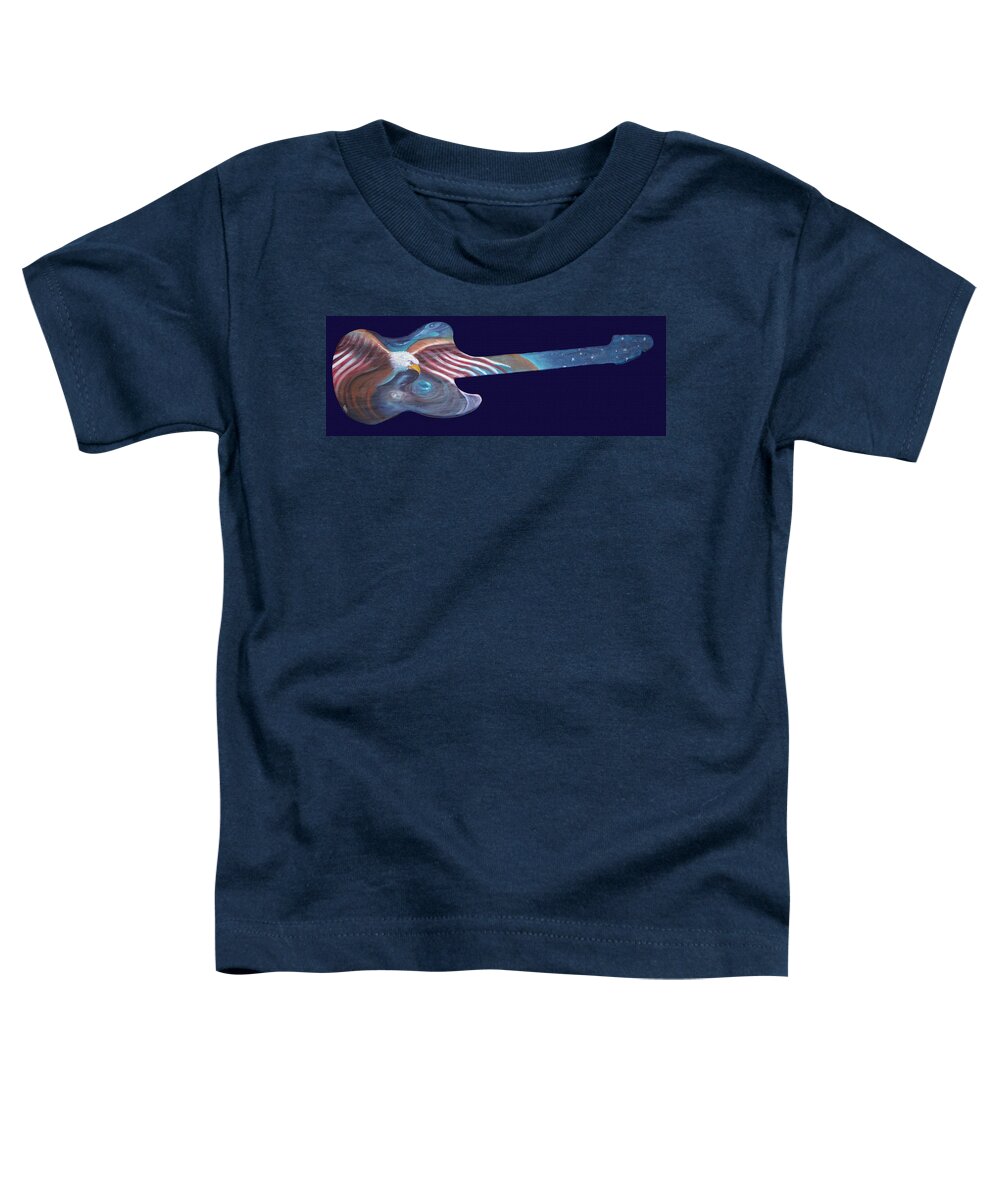 Curvismo Toddler T-Shirt featuring the painting Freedom Guitar by Sherry Strong
