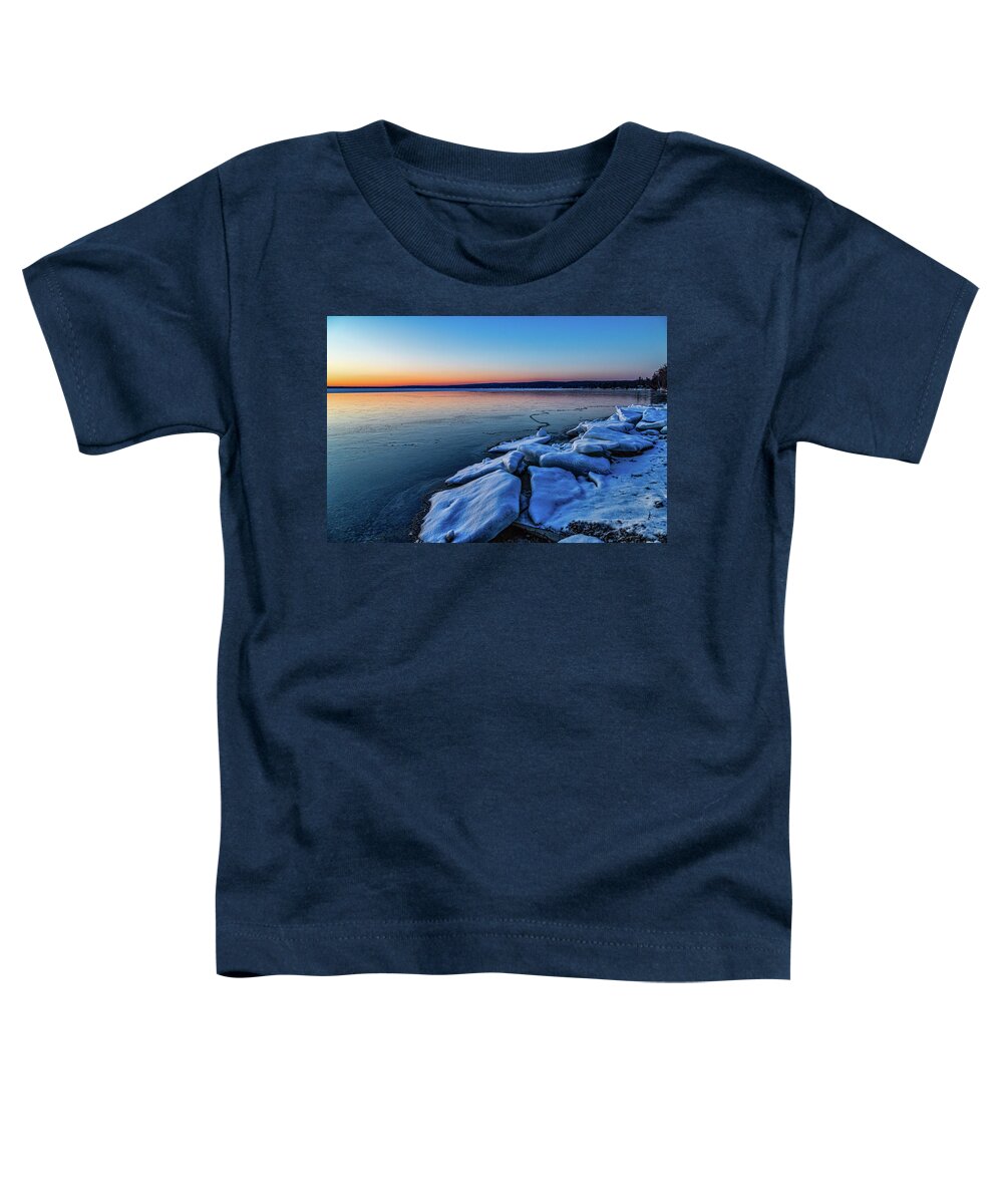 Higgins Lake Toddler T-Shirt featuring the photograph Frozen in time by Joe Holley