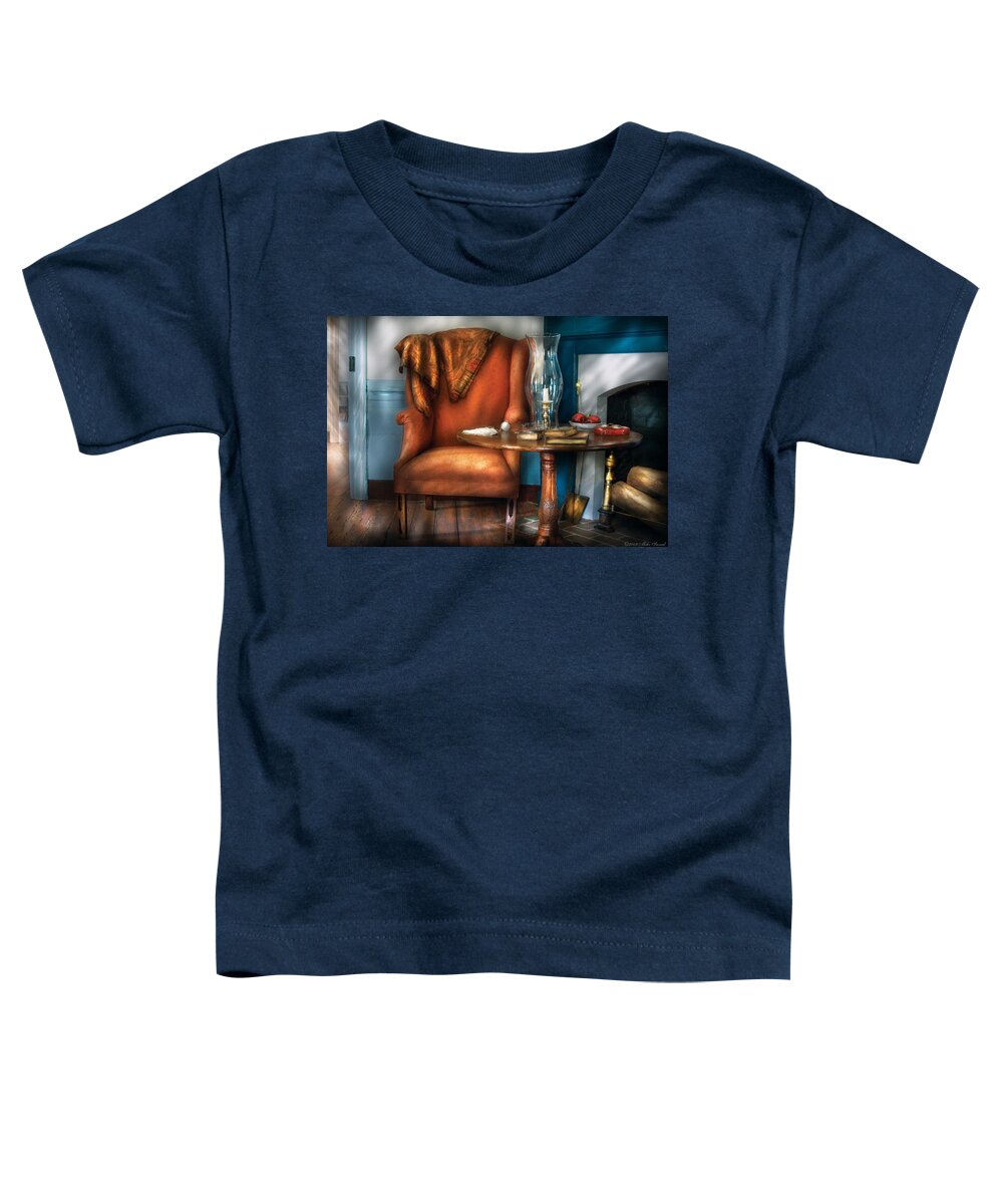 Savad Toddler T-Shirt featuring the photograph Furniture - Chair - Aunt Ruthie's Chair by Mike Savad