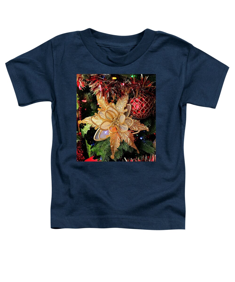 Glitter Toddler T-Shirt featuring the photograph Golden Glitter Christmas Ornaments by Sheila Brown