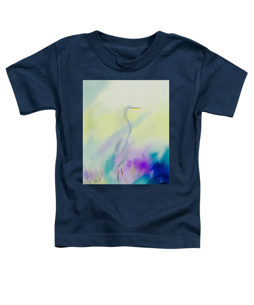 Ipad Painting Toddler T-Shirt featuring the digital art Great Blue Heron Sillouette Abstract by Frank Bright