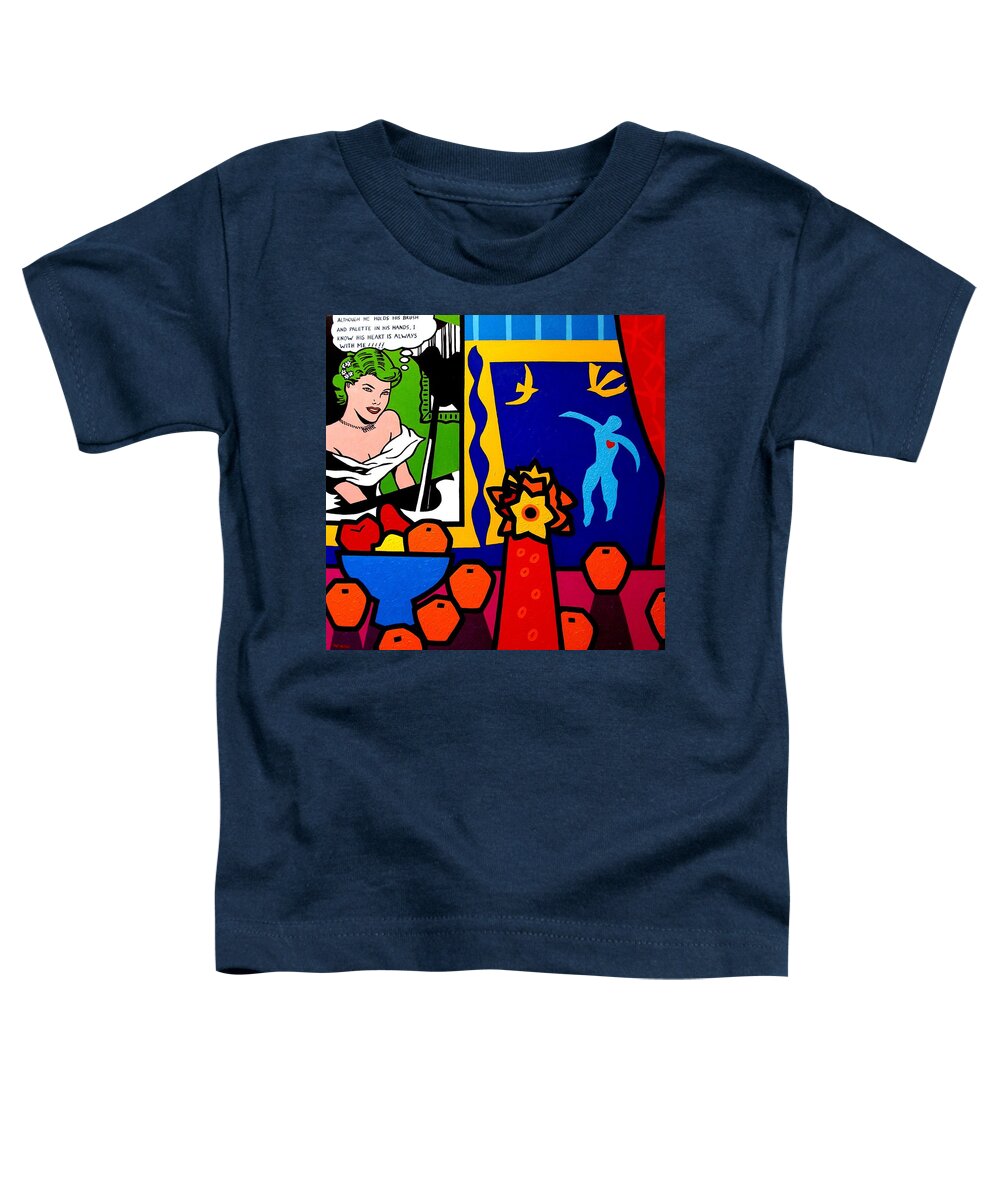 Matisse Toddler T-Shirt featuring the painting Homage to Lichtenstein and Matisse by John Nolan