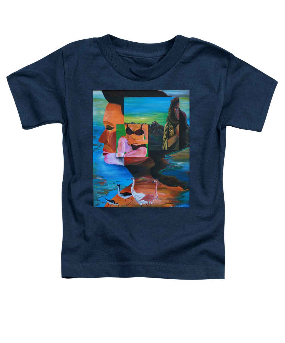 Imaginations Toddler T-Shirt featuring the painting Imaginations by Obi-Tabot Tabe