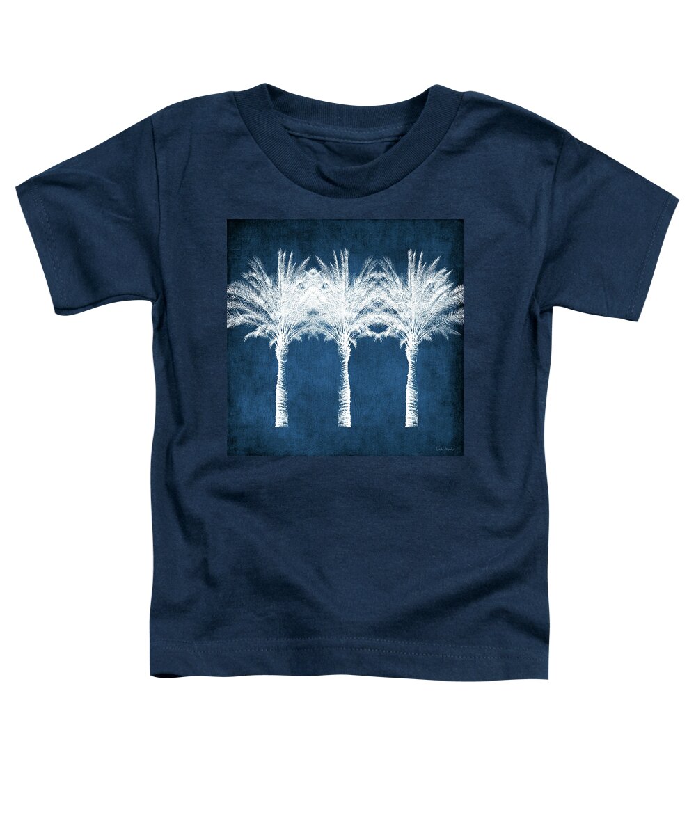 Palm Tree Toddler T-Shirt featuring the mixed media Indigo And White Palm Trees- Art by Linda Woods by Linda Woods