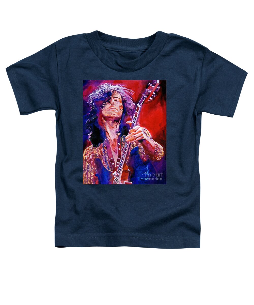 Jimmy Page Toddler T-Shirt featuring the painting Jimmy Page by David Lloyd Glover