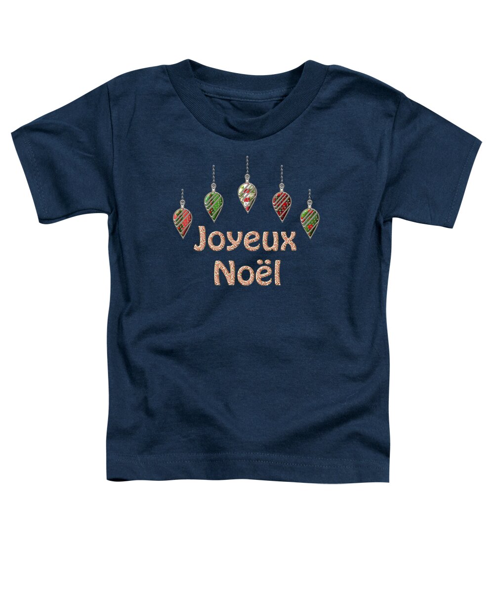 Red Toddler T-Shirt featuring the digital art Joyeux Noel French Merry Christmas by Movie Poster Prints