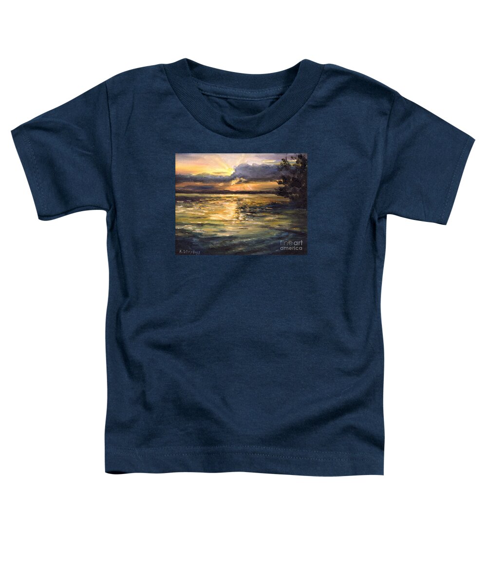 Lake Toddler T-Shirt featuring the painting Lake by Arturas Slapsys