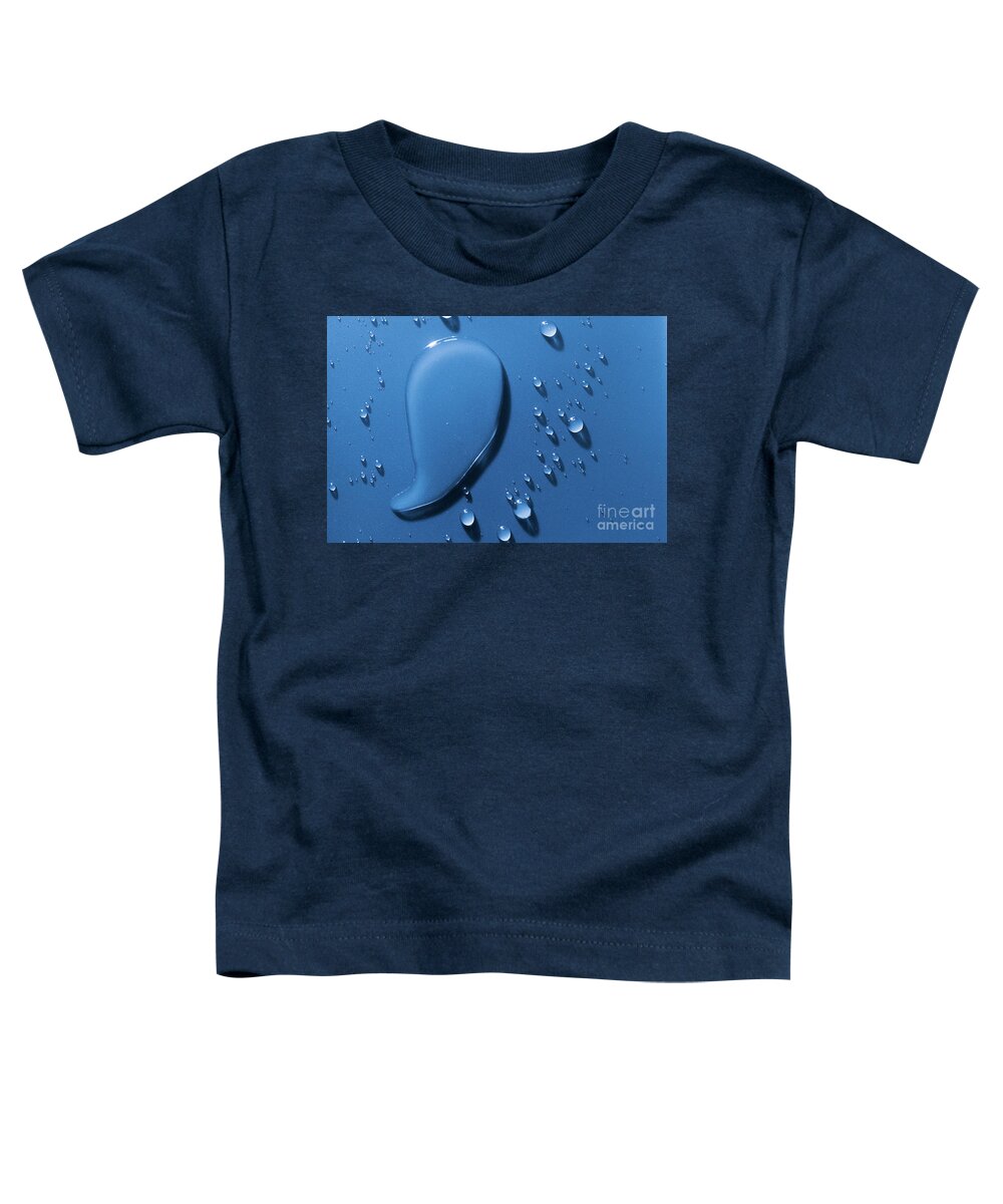 Water Toddler T-Shirt featuring the photograph Large and small water droplets viewed from above by Simon Bratt