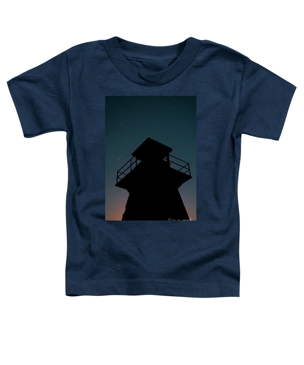 Night Toddler T-Shirt featuring the photograph Lighthouse at Night Prince Edward Island by Edward Fielding