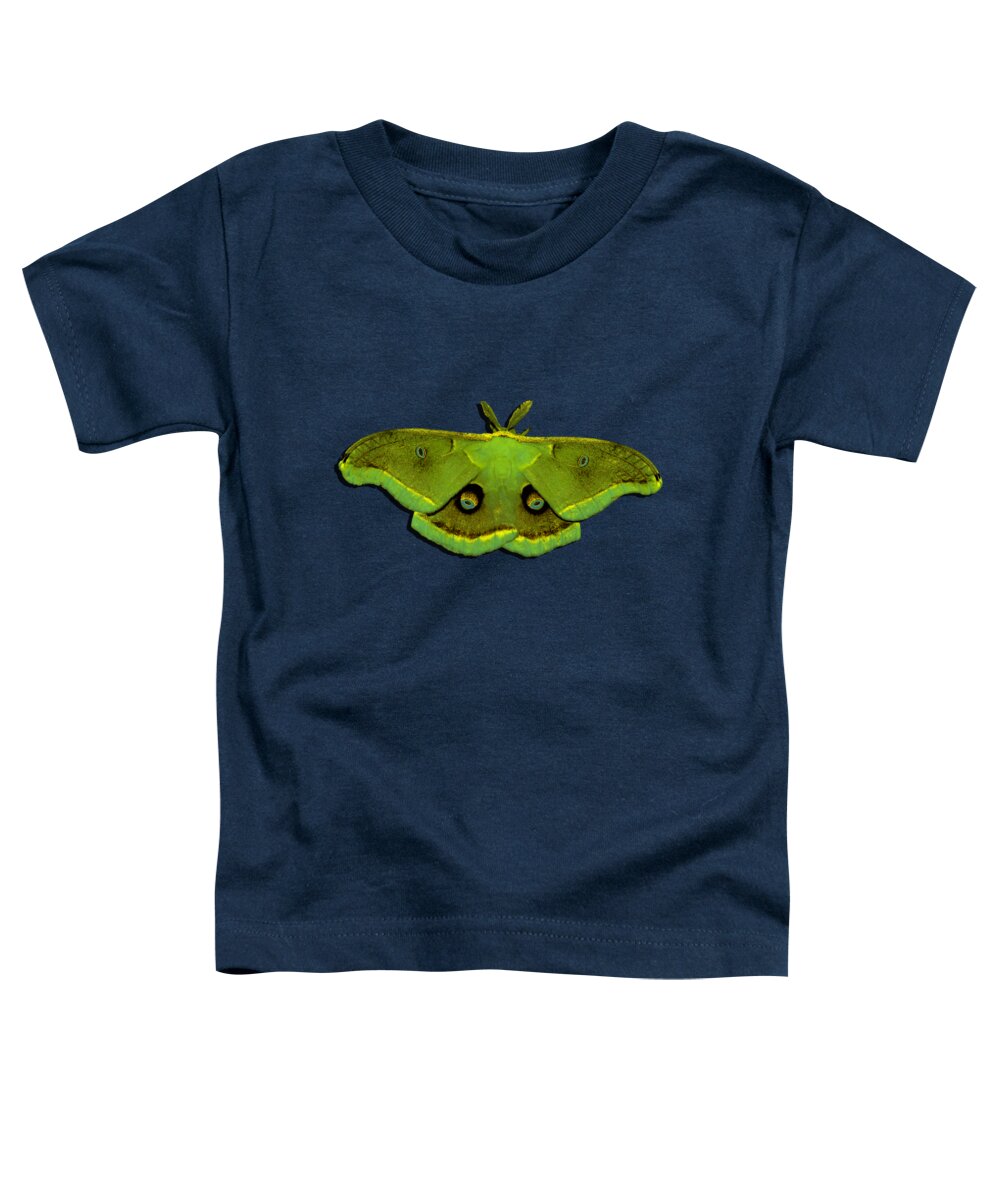 Polyphemus Moth Toddler T-Shirt featuring the photograph Male Moth Green and Yellow .png by Al Powell Photography USA