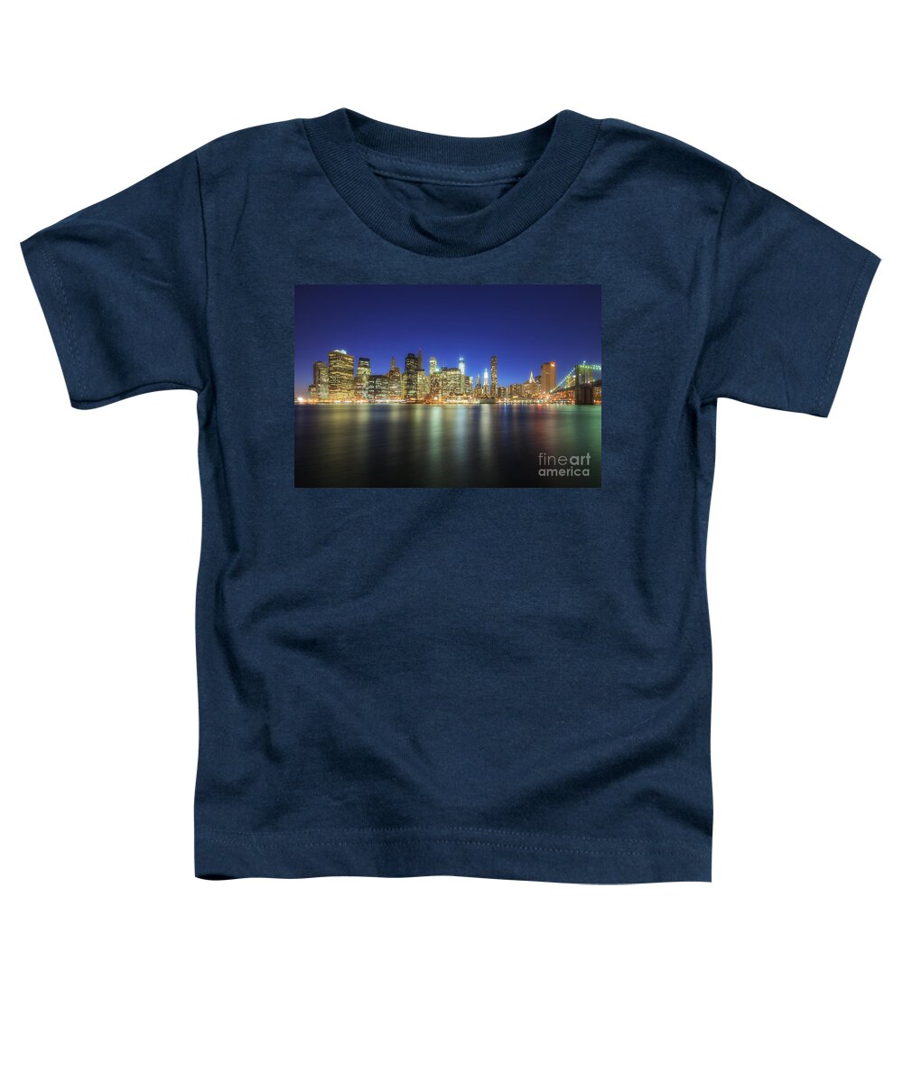 Yhun Suarez Toddler T-Shirt featuring the photograph Manhattan Nite Lites NYC by Yhun Suarez